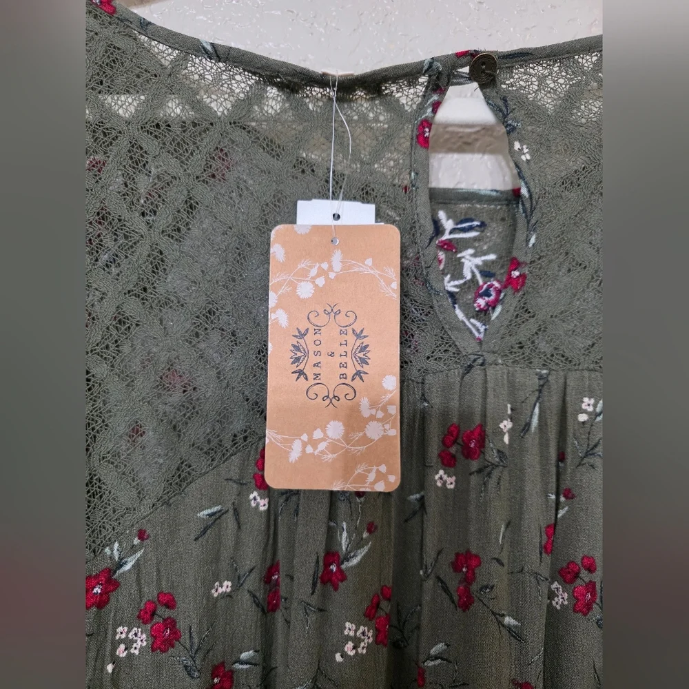 Mason & Belle Floral Embroidered Green Blouse - Picture 9 of 9